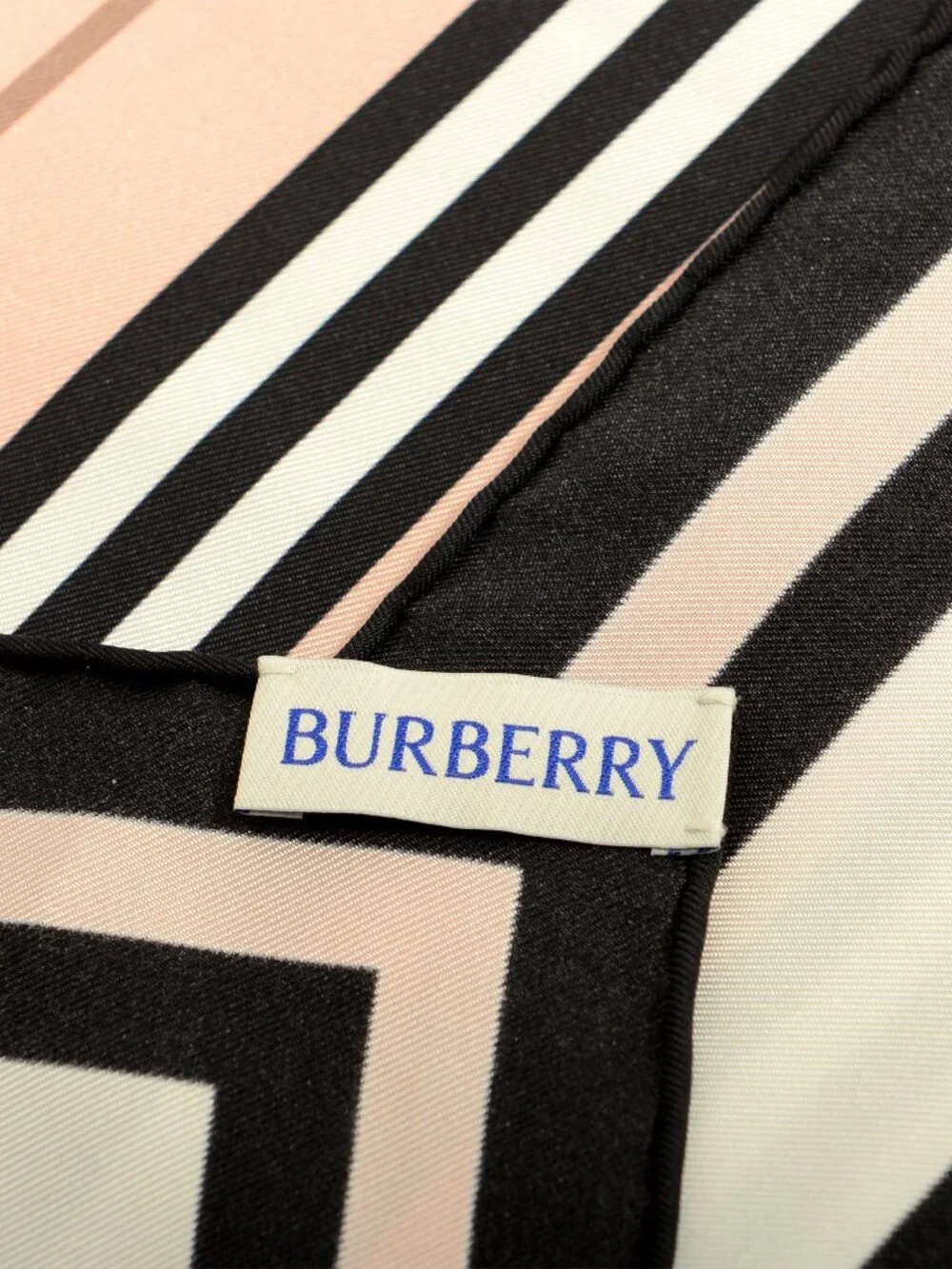 Burberry "IS SLK SQ" Frosted Pink Striped Large 100% Silk Square Scarf - Picture 3 of 4